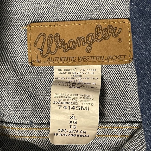 Wrangler Denim Trucker Jacket Mens XL Unlined Western Rodeo Ranch Rodeo - Picture 9 of 9